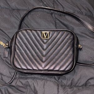 Victoria Secret Black Quilted Crossbody Bag